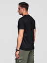 Ombre Clothing Pánské bavlněné tričko s geometrickým potiskem - černé V1 OM-TSPT-0260 Ombre Clothing