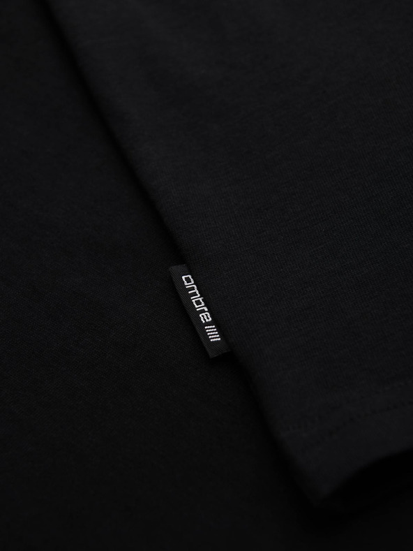 Ombre Clothing Pánské bavlněné tričko s geometrickým potiskem - černé V1 OM-TSPT-0260 Ombre Clothing