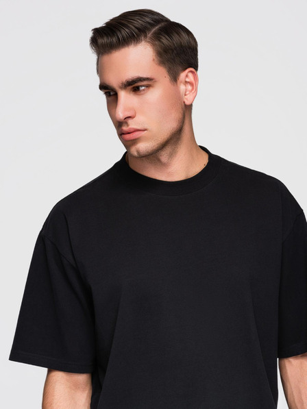 Ombre Clothing Pánské bavlněné tričko LOOSE FIT s kulatým výstřihem - černé V1 OM-TSBC-0267 Ombre Clothing