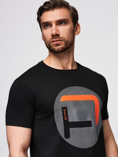 Ombre Clothing Pánské tričko s velkým potiskem - černé V2 OM-TSPT-0245 Ombre Clothing