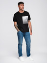 Ombre Clothing Pánské bavlněné tričko s grafickým potiskem - černé V2 OM-TSPT-0246 Ombre Clothing