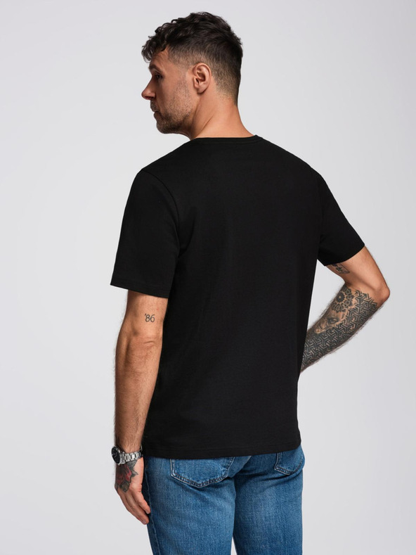 Ombre Clothing Pánské bavlněné tričko s grafickým potiskem - černé V2 OM-TSPT-0246 Ombre Clothing