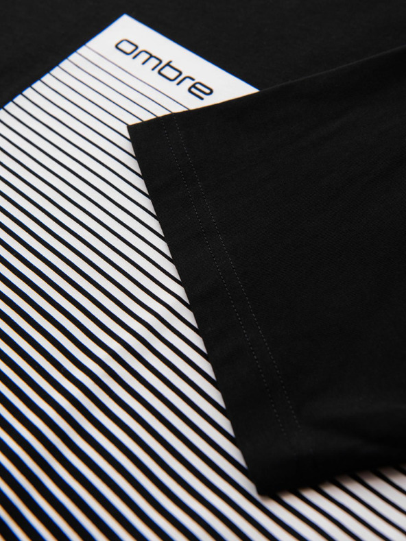 Ombre Clothing Pánské bavlněné tričko s grafickým potiskem - černé V2 OM-TSPT-0246 Ombre Clothing