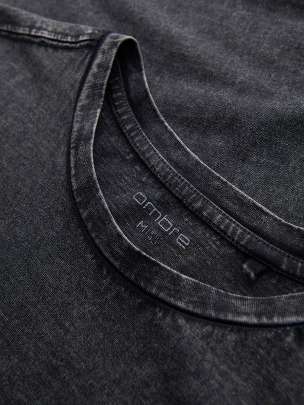 Ombre Clothing Pánské tričko s pracím efektem - černé V1 OM-TSWT-0116 Ombre Clothing