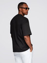 Ombre Clothing Pánské bavlněné tričko s aplikací šperků na hrudi - černé V1 OM-TSCT-0290 Ombre Clothing