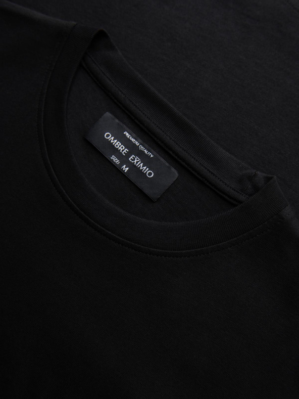 Ombre Clothing Pánské bavlněné tričko s aplikací šperků na hrudi - černé V1 OM-TSCT-0290 Ombre Clothing