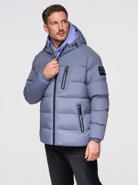 Ombre Clothing Pánská zateplená prošívaná bunda s raglánovými rukávy - faded purple V6 OM-JAHP-0302 Ombre Clothing