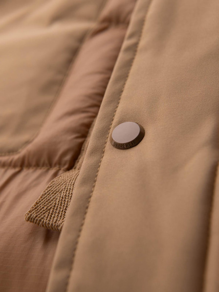 Ombre Clothing Pánská dlouhá prošívaná bunda s velkými kapsami - béžová V2 OM-JALJ-0308 Ombre Clothing