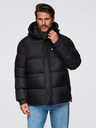 Ombre Clothing Pánská prošívaná bunda s vysokou kapucí na zip - černá V1 OM-JAHP-0238 Ombre Clothing