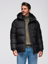 Ombre Clothing Pánská prošívaná bunda s vysokou kapucí na zip - černá V1 OM-JAHP-0238 Ombre Clothing
