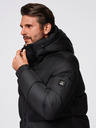 Ombre Clothing Pánská prošívaná bunda s vysokou kapucí na zip - černá V1 OM-JAHP-0238 Ombre Clothing