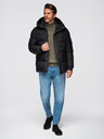 Ombre Clothing Pánská prošívaná bunda s vysokou kapucí na zip - černá V1 OM-JAHP-0238 Ombre Clothing