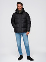 Ombre Clothing Pánská prošívaná bunda s vysokou kapucí na zip - černá V1 OM-JAHP-0238 Ombre Clothing