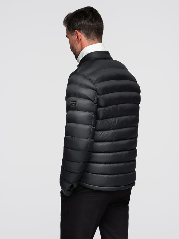 Ombre Clothing Pánská prošívaná klasická bunda se stojáčkem - černá V1 OM-JALP-0261 Ombre Clothing