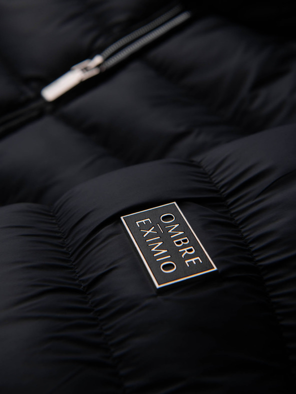 Ombre Clothing Pánská prošívaná klasická bunda se stojáčkem - černá V1 OM-JALP-0261 Ombre Clothing