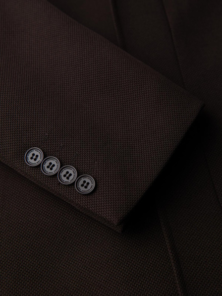 Ombre Clothing Pánský strukturovaný kabát s vysokým límcem - tmavě hnědý V5 OM-COWC-0136 Ombre Clothing