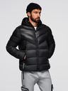 Ombre Clothing Pánská moderní prošívaná bunda z kombinovaných materiálů - černá V1 OM-JAHP-0303 Ombre Clothing