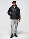 Ombre Clothing Pánská moderní prošívaná bunda z kombinovaných materiálů - černá V1 OM-JAHP-0303 Ombre Clothing