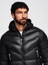 Ombre Clothing Pánská moderní prošívaná bunda z kombinovaných materiálů - černá V1 OM-JAHP-0303 Ombre Clothing