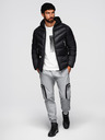Ombre Clothing Pánská moderní prošívaná bunda z kombinovaných materiálů - černá V1 OM-JAHP-0303 Ombre Clothing