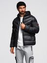 Ombre Clothing Pánská moderní prošívaná bunda z kombinovaných materiálů - černá V1 OM-JAHP-0303 Ombre Clothing