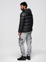 Ombre Clothing Pánská moderní prošívaná bunda z kombinovaných materiálů - černá V1 OM-JAHP-0303 Ombre Clothing
