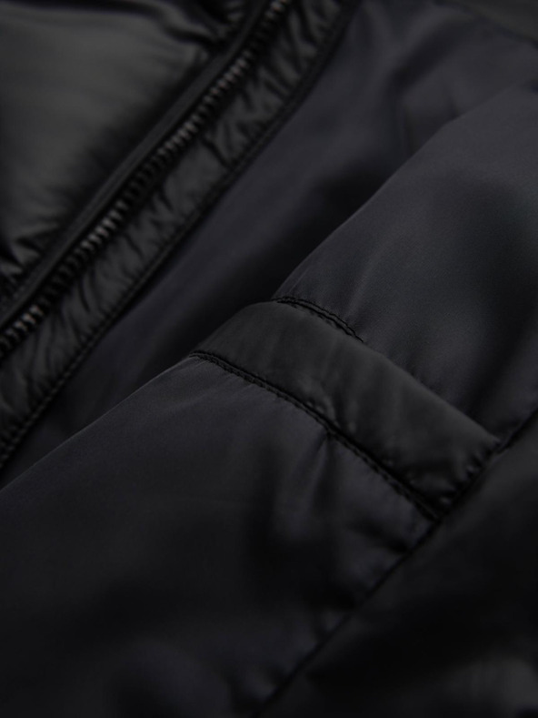 Ombre Clothing Pánská moderní prošívaná bunda z kombinovaných materiálů - černá V1 OM-JAHP-0303 Ombre Clothing