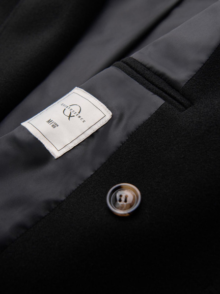 Ombre Clothing Pánský dvouřadový kabát s ozdobnými knoflíky - černý V2 OM-COWC-0137 Ombre Clothing