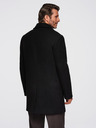 Ombre Clothing Pánský dvouřadový kabát s ozdobnými knoflíky - černý V2 OM-COWC-0137 Ombre Clothing