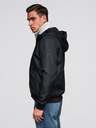 Ombre Clothing Pánská lehká bunda se síťovanou podšívkou a kapucí - černá V4 C640 Ombre Clothing