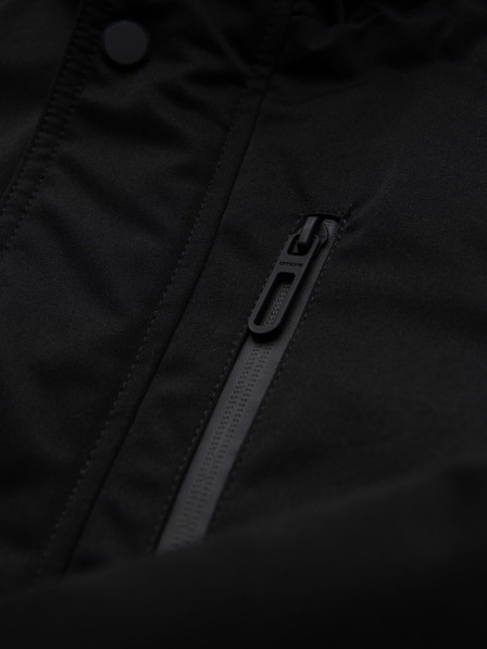 Ombre Clothing Pánská dlouhá bunda parka s ovčí kůží - černá V4 OM-JAPJ-0316 Ombre Clothing
