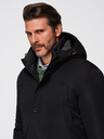 Ombre Clothing Elegantní pánská parka s kapsami a kapucí - černá V1 OM-JAPJ-0287 Ombre Clothing