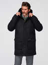Ombre Clothing Elegantní pánská parka s kapsami a kapucí - černá V1 OM-JAPJ-0287 Ombre Clothing