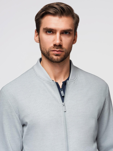 Ombre Clothing Pánská bunda bomber s raglánovými rukávy - světle šedá V4 OM-JANP-0159 Ombre Clothing