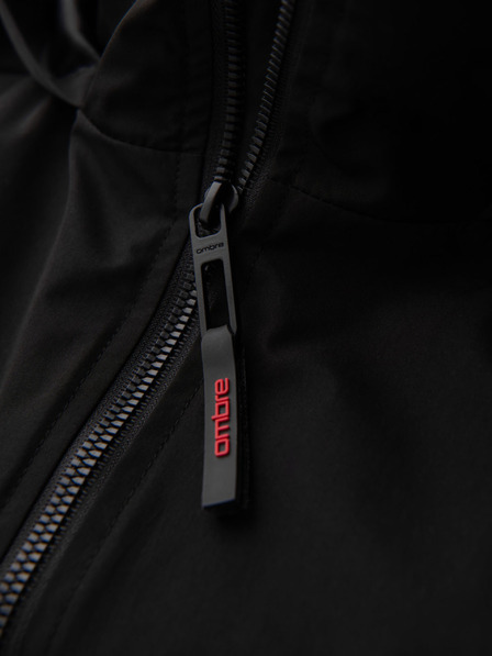 Ombre Clothing Pánská bunda s kapucí a vysokým límcem - černá V1 OM-JANP-0222 Ombre Clothing
