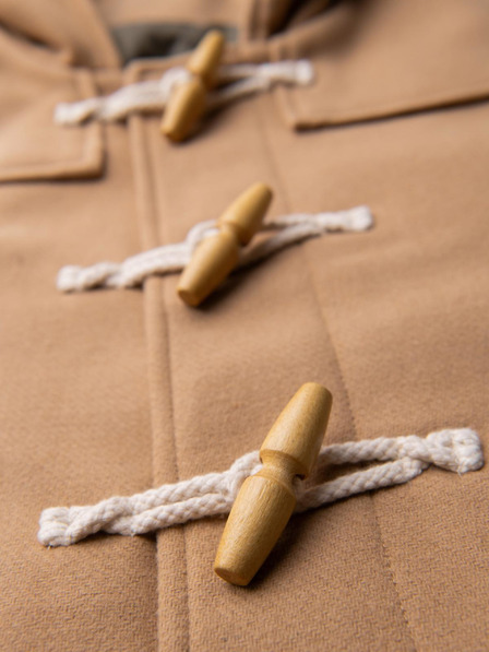 Ombre Clothing Pánský vlněný kabát s kapucí - světle hnědý V1 OM-COWC-0131 Ombre Clothing