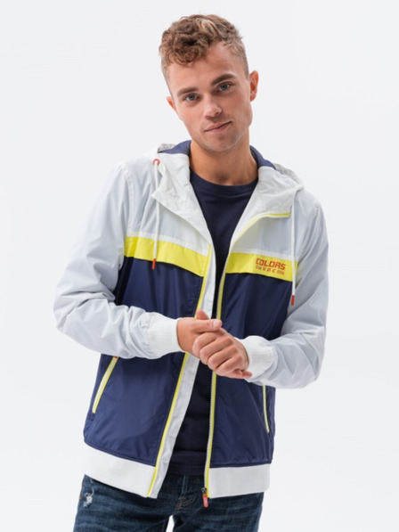 Ombre Clothing Pánská větrovka s kapucí 438C - tmavě modrá V1 Ombre Clothing