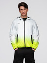 Ombre Clothing Pánská sportovní bunda s ombre efektem a reflexními prvky - bílá a limetková V1 C646 Ombre Clothing