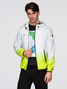 Ombre Clothing Pánská sportovní bunda s ombre efektem a reflexními prvky - bílá a limetková V1 C646 Ombre Clothing