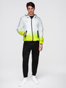 Ombre Clothing Pánská sportovní bunda s ombre efektem a reflexními prvky - bílá a limetková V1 C646 Ombre Clothing