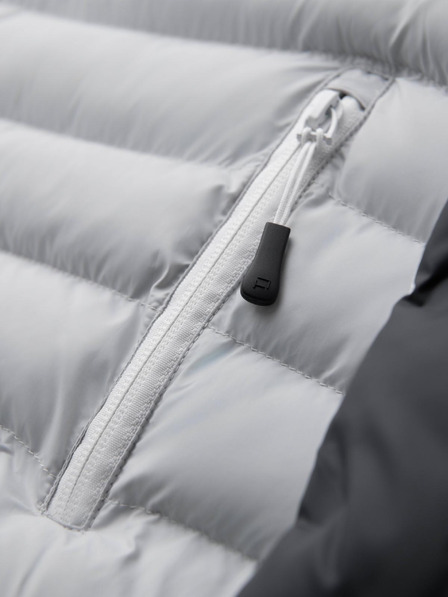 Ombre Clothing Pánská prošívaná bunda s odepínací kapucí - grafitová a bílá V3 OM-JALP-0206 Ombre Clothing