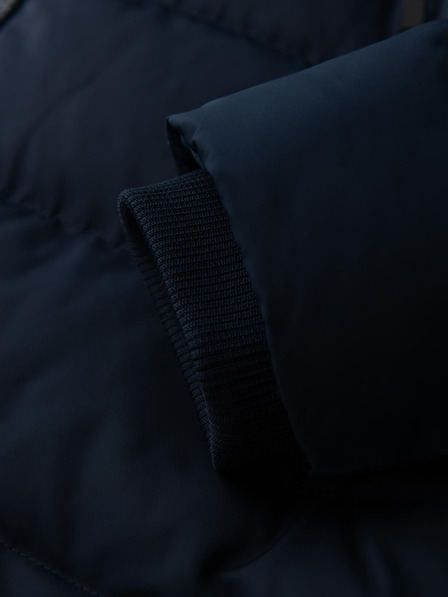 Ombre Clothing Pánská bunda s asymetrickým prošíváním a kapucí - tmavě modrá V4 OM-JAHP-0304 Ombre Clothing