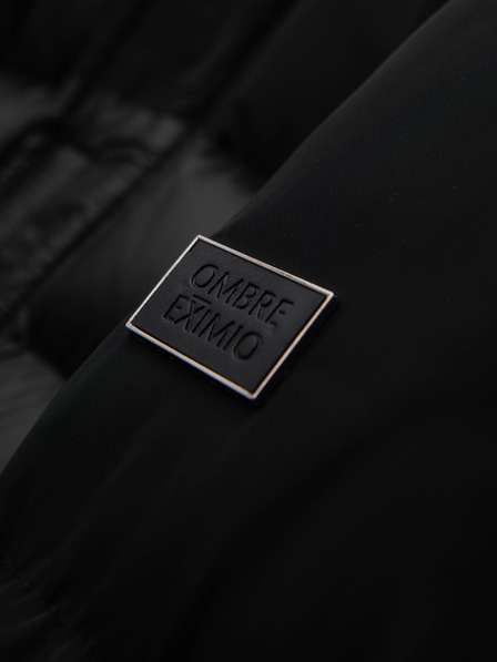 Ombre Clothing Pánská prošívaná bunda s vysokým límcem a kapucí - černá V1 OM-JALJ-0266 Ombre Clothing