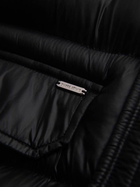 Ombre Clothing Pánská prošívaná bunda s vysokým límcem a kapucí - černá V1 OM-JALJ-0266 Ombre Clothing