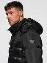Ombre Clothing Pánská prošívaná bunda s vysokým límcem a kapucí - černá V1 OM-JALJ-0266 Ombre Clothing
