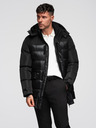 Ombre Clothing Pánská prošívaná bunda s vysokým límcem a kapucí - černá V1 OM-JALJ-0266 Ombre Clothing