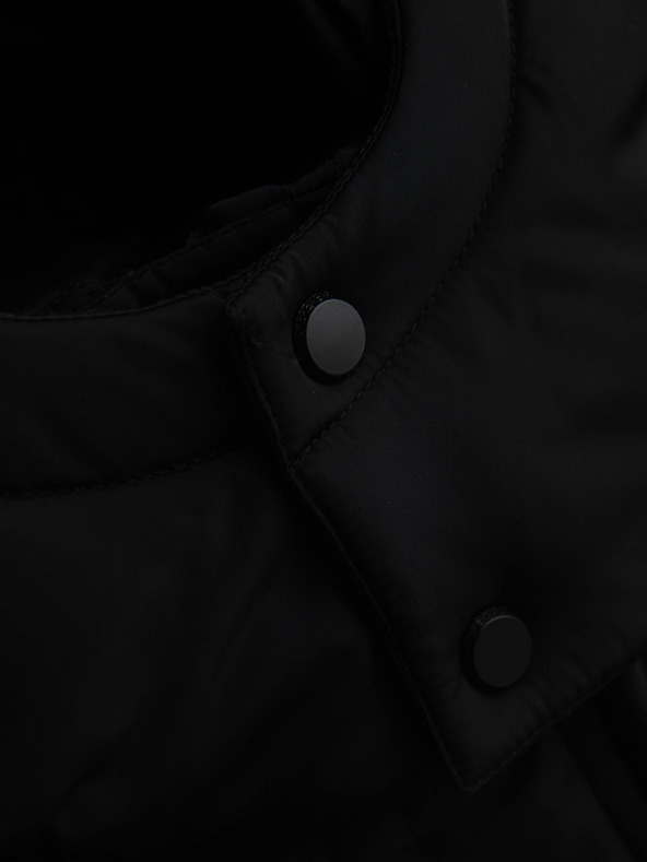 Ombre Clothing Pánská prošívaná bunda s vysokým límcem a kapucí - černá V1 OM-JALJ-0266 Ombre Clothing