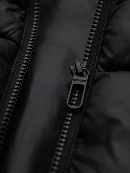 Ombre Clothing Pánská prošívaná bunda s kapucí - černá V1 OM-JAHP-0235 Ombre Clothing