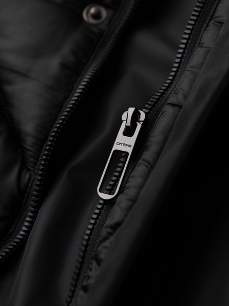 Ombre Clothing Pánská bunda s kapucí a geometrickým kosočtvercovým prošíváním - černá V1 OM-JAHP-0237 Ombre Clothing