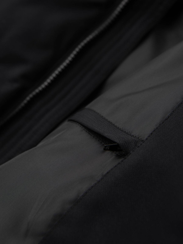 Ombre Clothing Pánská dlouhá prošívaná bunda s kapucí - černá V1 OM-JALJ-0264 Ombre Clothing